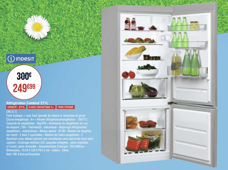 Promotions Indesit réfrigérateur combiné 271l lr6 s1 s - Indesit - Valide de 18/05/2020 à 31/05/2020 chez Géant Casino