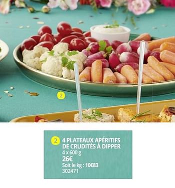 Promotions 4 plateaux apéritifs de crudités à dipper - Produit Maison - Auchan Ronq - Valide de 17/05/2020 à 30/09/2020 chez Auchan Ronq