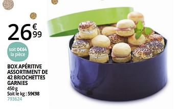 Promoties Box apéritive assortiment de 42 briochettes garnies - Huismerk - Auchan - Geldig van 17/05/2020 tot 30/09/2020 bij Auchan