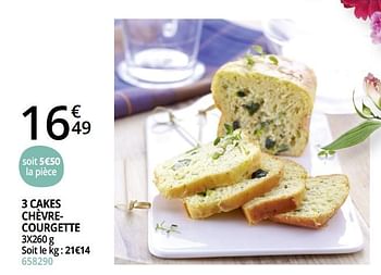 Promotions 3 cakes chèvrecourgette - Produit Maison - Auchan Ronq - Valide de 17/05/2020 à 30/09/2020 chez Auchan Ronq