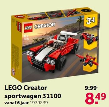 Promoties Lego creator sportwagen 31100 - Lego - Geldig van 16/05/2020 tot 31/05/2020 bij Intertoys