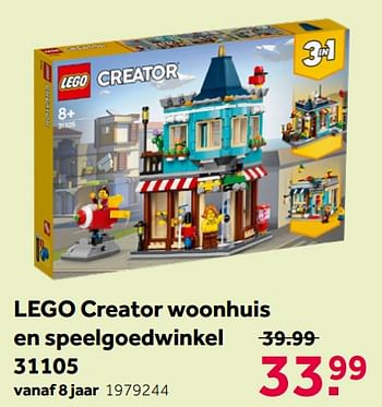 Promoties Lego creator woonhuis en speelgoedwinkel 31105 - Lego - Geldig van 16/05/2020 tot 31/05/2020 bij Intertoys