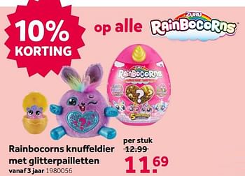 Promoties Rainbocorns knuffeldier met glitterpailletten - Zuru - Geldig van 16/05/2020 tot 31/05/2020 bij Intertoys