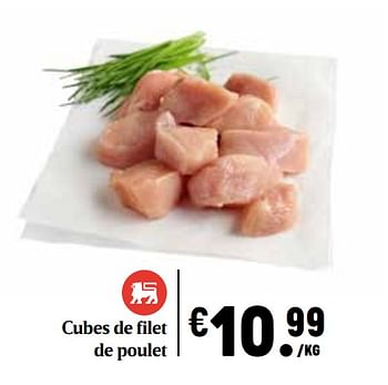 Promotions Cubes de filet de poulet - Produit Maison - Delhaize - Valide de 21/05/2020 à 27/05/2020 chez Delhaize