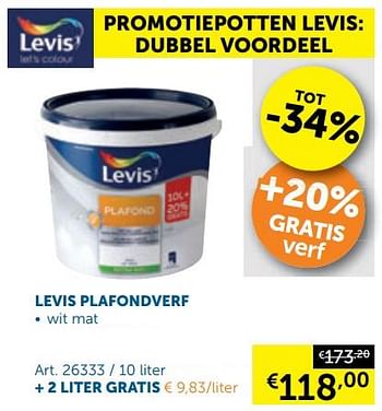 Promotions Levis plafondverf - Levis - Valide de 26/05/2020 à 22/06/2020 chez Zelfbouwmarkt