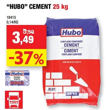 Promotions Hubo cement - Produit maison - Hubo  - Valide de 20/05/2020 à 31/05/2020 chez Hubo