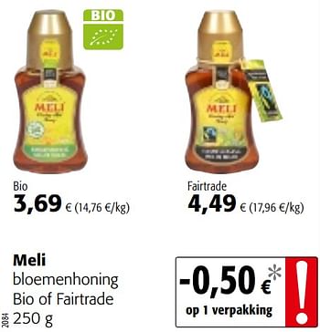 Promoties Meli bloemenhoning bio of fairtrade - Meli - Geldig van 20/05/2020 tot 02/06/2020 bij Colruyt