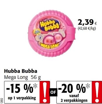 Promoties Hubba bubba mega long - Hubba Hubba - Geldig van 20/05/2020 tot 02/06/2020 bij Colruyt