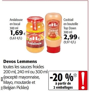 Promoties Devos lemmens toutes les sauces froides - Devos Lemmens - Geldig van 20/05/2020 tot 02/06/2020 bij Colruyt