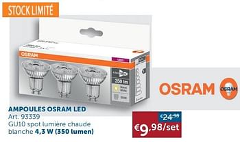 Promotions Ampoules osram led - Osram - Valide de 26/05/2020 à 22/06/2020 chez Zelfbouwmarkt