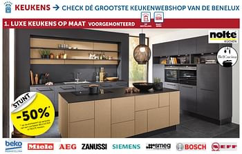 Promoties Luxe keukens op maat voorgemonteerd -50% - Beko - Geldig van 26/05/2020 tot 22/06/2020 bij Zelfbouwmarkt