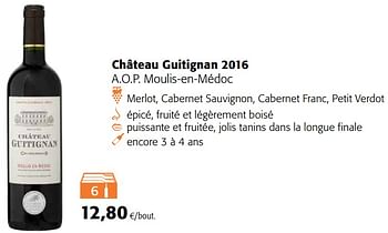 Promotions Château guitignan 2016 a.o.p. moulis-en-médoc - Vins rouges - Valide de 20/05/2020 à 02/06/2020 chez Colruyt