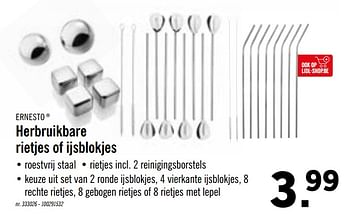 Promoties Herbruikbare rietjes of ijsblokjes - Ernesto - Geldig van 02/06/2020 tot 06/06/2020 bij Lidl