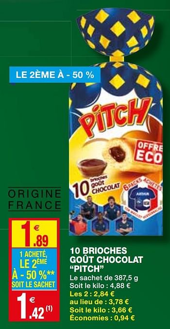 Promoties 10 brioches goût chocolat pitch - Brioche pasquier - Geldig van 20/05/2020 tot 31/05/2020 bij Coccinelle