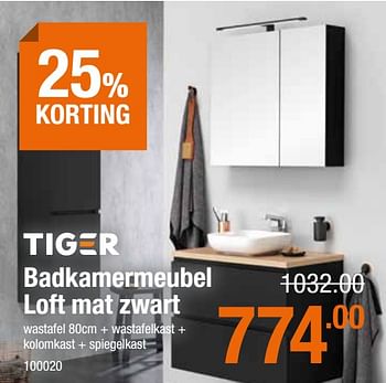Promoties Badkamermeubel loft mat zwart - Tiger - Geldig van 22/05/2020 tot 31/08/2020 bij Cevo Market