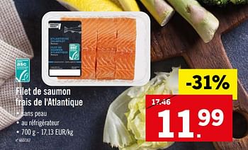 Promotions Filet de saumon frais de l`atlantique - Produit maison - Lidl - Valide de 02/06/2020 à 06/06/2020 chez Lidl