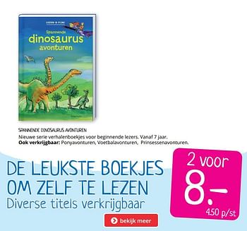 Promotions Spannende dinosaurus avonturen - Produit Maison - Boekenvoordeel - Valide de 23/05/2020 à 29/05/2020 chez BoekenVoordeel
