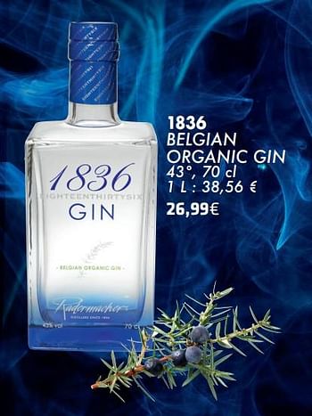 Promoties 1836 belgian organic gin - 1836 - Geldig van 25/05/2020 tot 15/06/2020 bij Cora