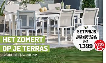 Promoties Setprijs tafel albin met 6 stoelen norris - Huismerk - Oh'Green - Geldig van 20/05/2020 tot 31/05/2020 bij Oh'Green