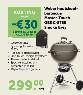 Promoties Weber houtskoolbarbecue master-touch gbs c-5750 smoke grey - Weber - Geldig van 20/05/2020 tot 30/05/2020 bij Aveve