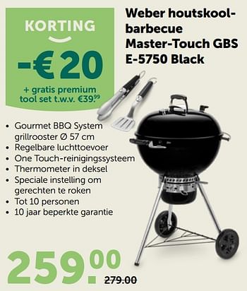 Promoties Weber houtskoolbarbecue master-touch gbs e-5750 black - Weber - Geldig van 20/05/2020 tot 30/05/2020 bij Aveve