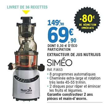 Nutrijus PJ552 de Simeo : extracteur de jus de fruits