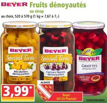 Promotions Fruits dénoyautés au sirop - Beyer - Valide de 27/05/2020 à 02/06/2020 chez Norma