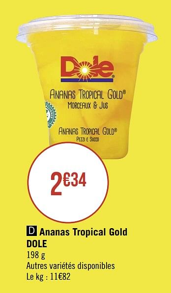 Promotions Ananas tropical gold dole - Dole - Valide de 25/05/2020 à 07/06/2020 chez Super Casino