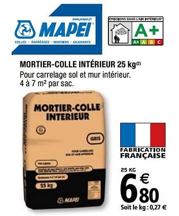 Promotions Mortier-colle intérieur - Mapei - Valide de 29/05/2020 à 31/12/2020 chez Brico Depot