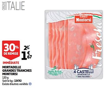Promotions Mortadelle grandes tranches montorsi - Montorsi - Valide de 26/05/2020 à 02/06/2020 chez Auchan Ronq