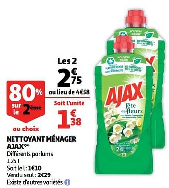 Promotions Nettoyant ménager ajax - Ajax - Valide de 26/05/2020 à 02/06/2020 chez Auchan Ronq