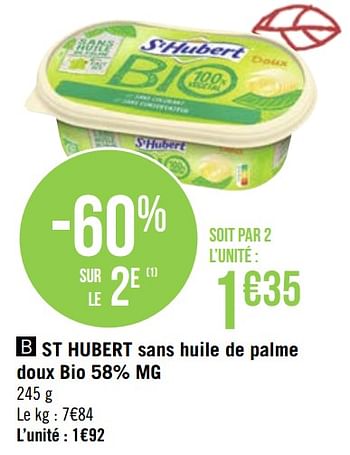 Promotions St hubert sans huile de palme doux bio - St. Hubert - Valide de 25/05/2020 à 07/06/2020 chez Géant Casino