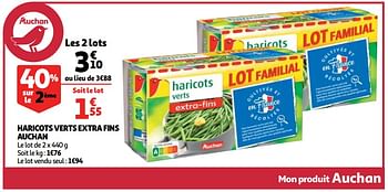 Promoties Haricots verts extra fins auchan - Huismerk - Auchan - Geldig van 26/05/2020 tot 02/06/2020 bij Auchan