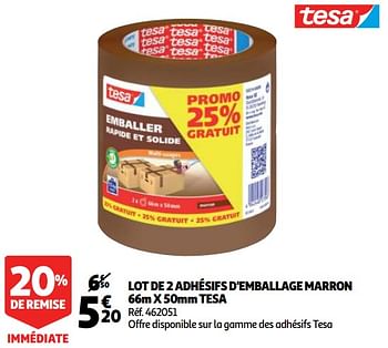 Promoties Lot de 2 adhésifs d`emballage marron tesa - Tesa - Geldig van 26/05/2020 tot 02/06/2020 bij Auchan