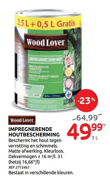 Promotions Impregnerende houtbescherming - Woodlover - Valide de 20/05/2020 à 01/06/2020 chez BricoPlanit