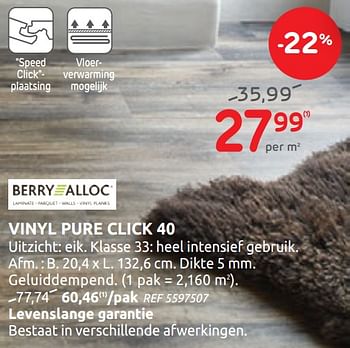 Promoties Vinyl pure click 40 - Berry Alloc - Geldig van 20/05/2020 tot 01/06/2020 bij BricoPlanit