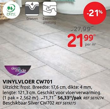 Promoties Vinylvloer cw701 - DecoMode - Geldig van 20/05/2020 tot 01/06/2020 bij BricoPlanit