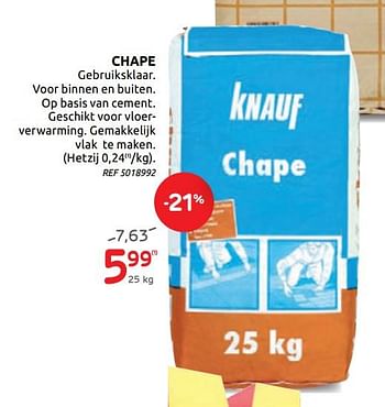 Promoties Chape - Knauf - Geldig van 20/05/2020 tot 01/06/2020 bij BricoPlanit