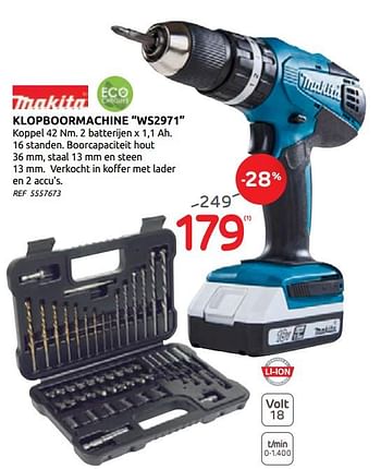 Promotions Makita klopboormachine ws2971 - Makita - Valide de 20/05/2020 à 01/06/2020 chez BricoPlanit