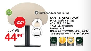 Promoties Lamp sponge to go - Huismerk - BricoPlanit - Geldig van 20/05/2020 tot 01/06/2020 bij BricoPlanit