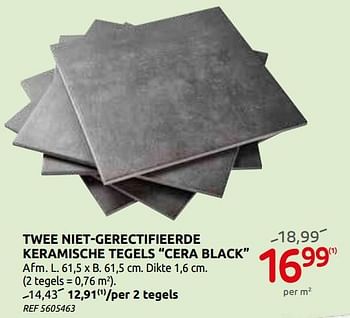 Promoties Twee niet-gerectificeerde keramische tegels cera black - Huismerk - Brico - Geldig van 03/06/2020 tot 15/06/2020 bij Brico