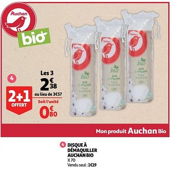 Promotions Disque à démaquiller auchan bio - Produit Maison - Auchan Ronq - Valide de 26/05/2020 à 09/06/2020 chez Auchan Ronq