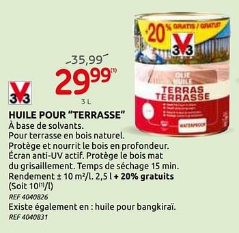 Promoties Huile pour terrasse v33 - V33 - Geldig van 03/06/2020 tot 15/06/2020 bij Brico