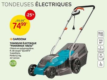 Promotions Tondeuse électrique powermax 100-32 gardena - Gardena - Valide de 03/06/2020 à 15/06/2020 chez Brico