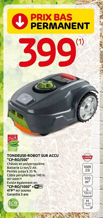 Promotions Tondeuse-robot sur accu cp-ro-500 central park - Central Park - Valide de 03/06/2020 à 15/06/2020 chez Brico