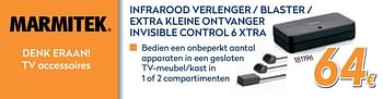 Promoties Marmitek infrarood verlenger - blaster - extra kleine ontvanger invisible control 6 xtra - Marmitek - Geldig van 27/05/2020 tot 30/06/2020 bij Krefel