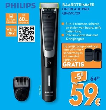 Promoties Philips baardtrimmer oneblade pro qp6510-20 - Philips - Geldig van 27/05/2020 tot 30/06/2020 bij Krefel