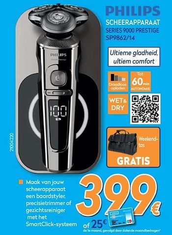 Promoties Philips scheerapparaat series 9000 prestige sp9862-14 - Philips - Geldig van 27/05/2020 tot 30/06/2020 bij Krefel
