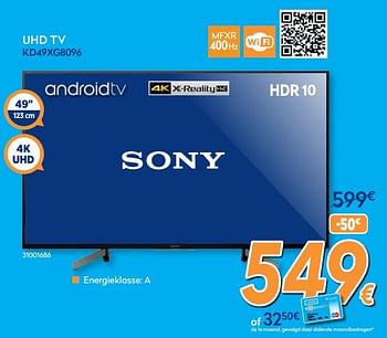 Promoties Sony uhd tv kd49xg8096 - Sony - Geldig van 27/05/2020 tot 30/06/2020 bij Krefel