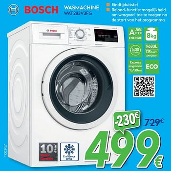 Promotions Bosch wasmachine wat283v3fg - Bosch - Valide de 27/05/2020 à 30/06/2020 chez Krefel